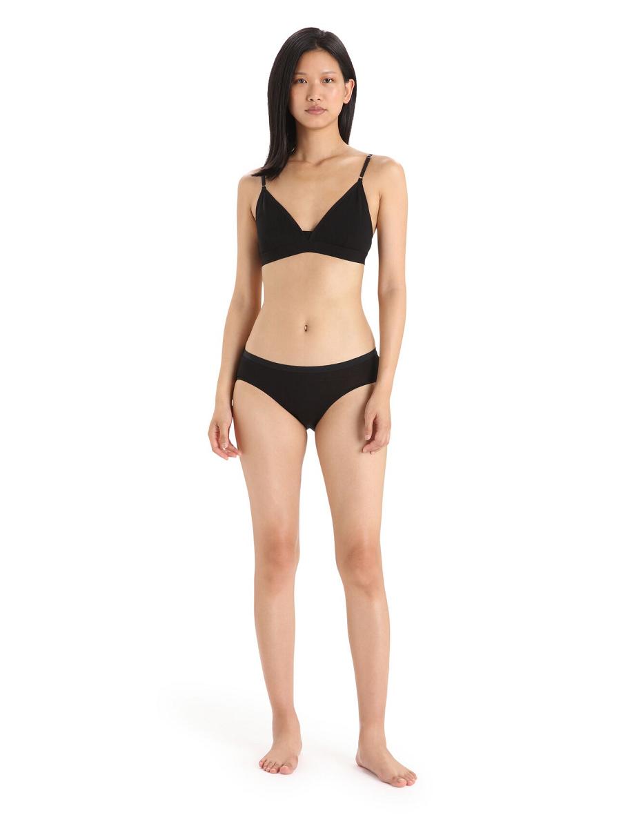 Black Icebreaker Merino Siren Hipkini Briefs Women's Underwear | AU 1729EBCX